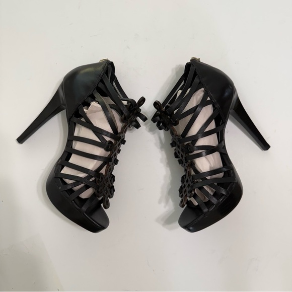 Diane Von Furstenberg Black Strappy Heels - Picture 1 of 8